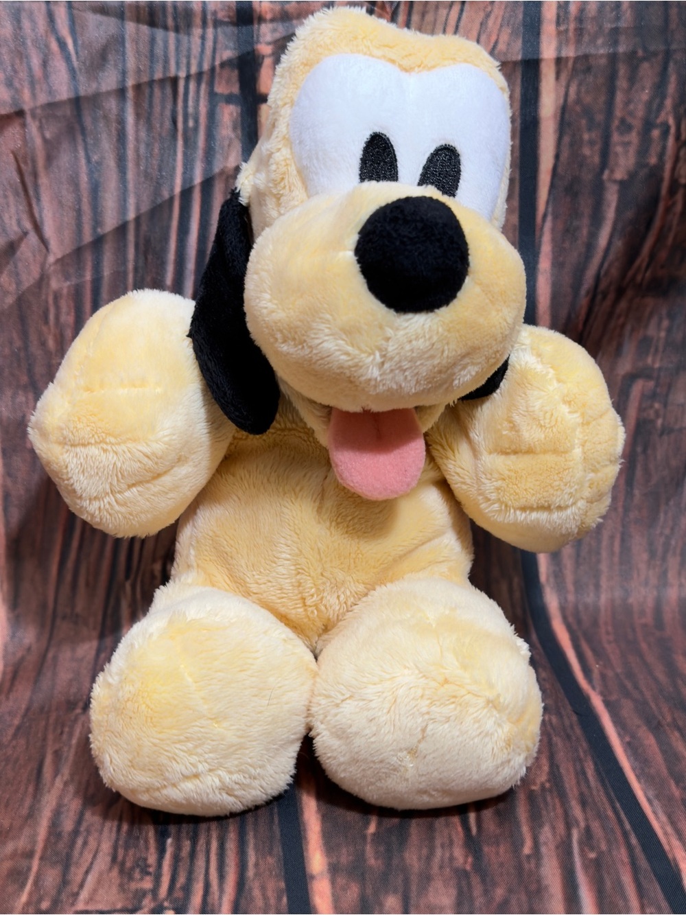 Disney Baby Pluto Plush Stuffed Animal Soft Toy Green Collar Mickey Mouse Dog